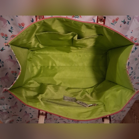 Spartina 449 Pink & Green Pineapple Paisley Linen Boho Casual Tote Purse Bag - Picture 4 of 13